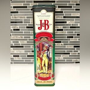 Vintage J&B Whisky Charles Dickens A Christmas Carol Metal Decorative Tim-EMPTY